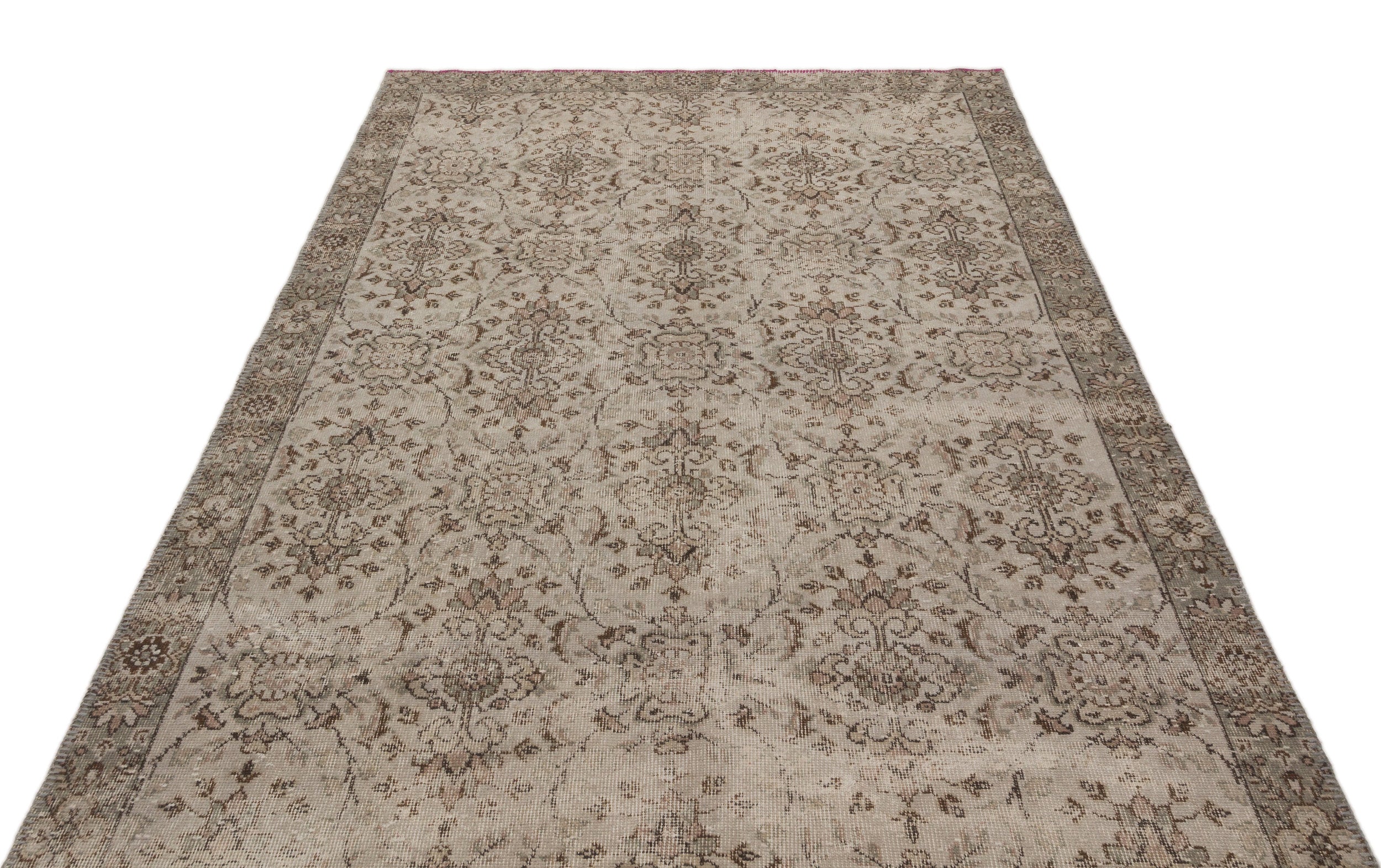 Gray Over Dyed Vintage Rug 5'7'' x 9'8'' ft 170 x 295 cm