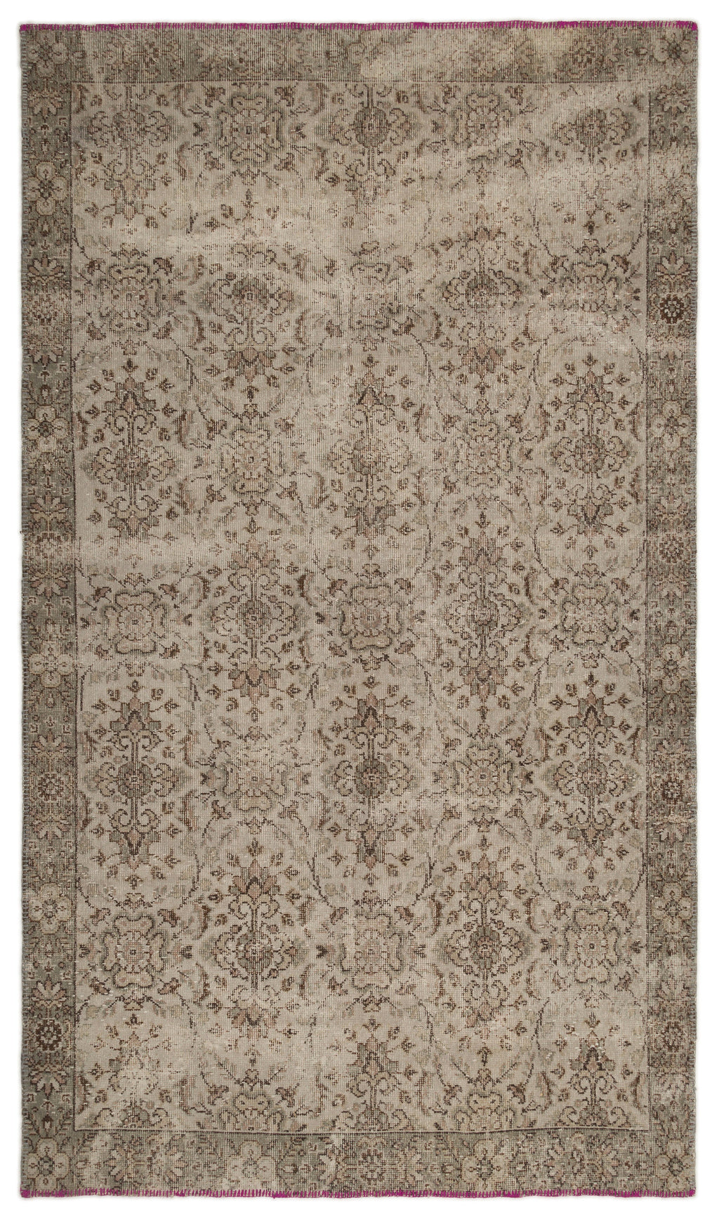 Gray Over Dyed Vintage Rug 5'7'' x 9'8'' ft 170 x 295 cm