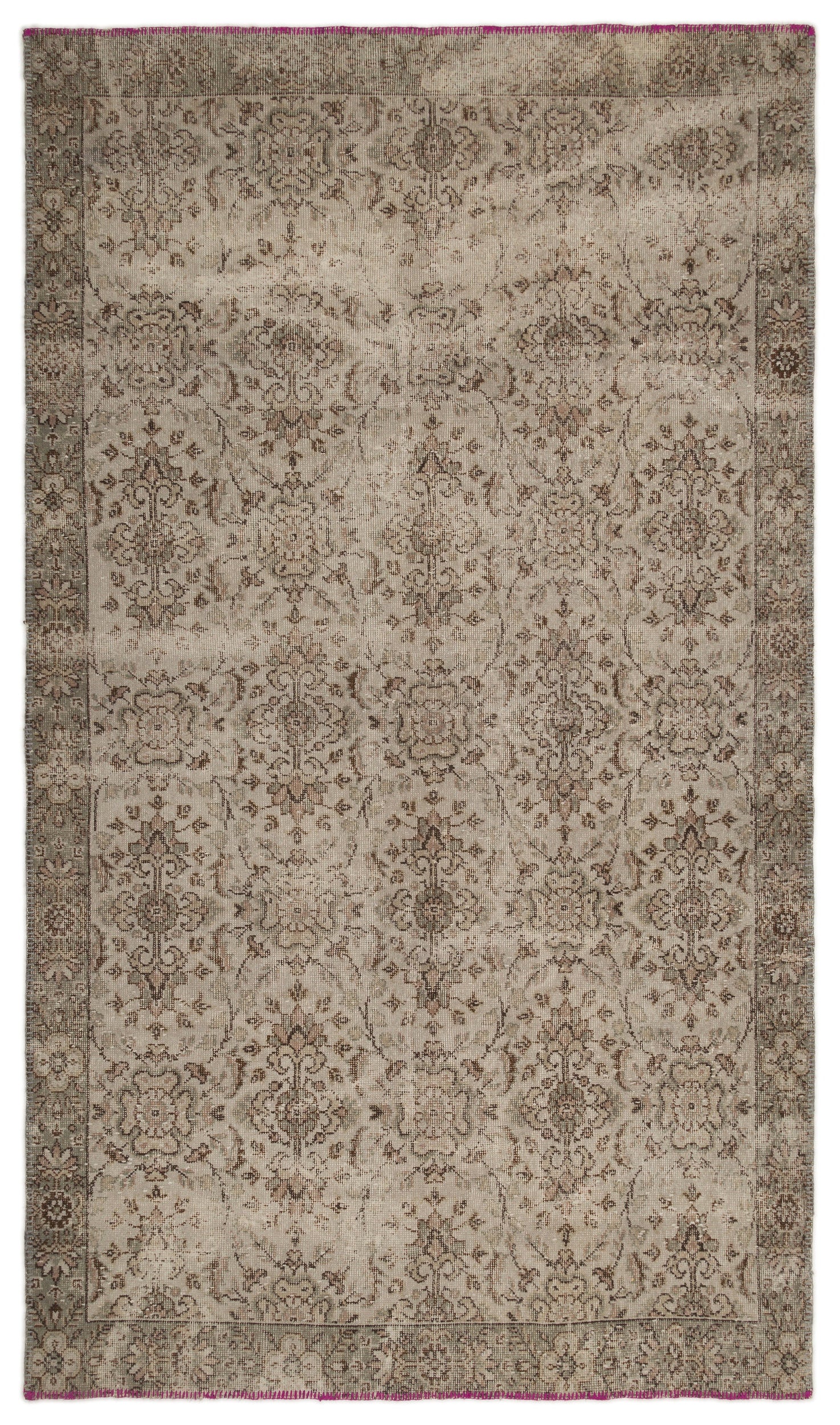 Gray Over Dyed Vintage Rug 5'7'' x 9'8'' ft 170 x 295 cm