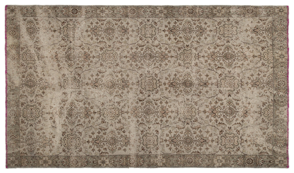 Gray Over Dyed Vintage Rug 5'7'' x 9'8'' ft 170 x 295 cm
