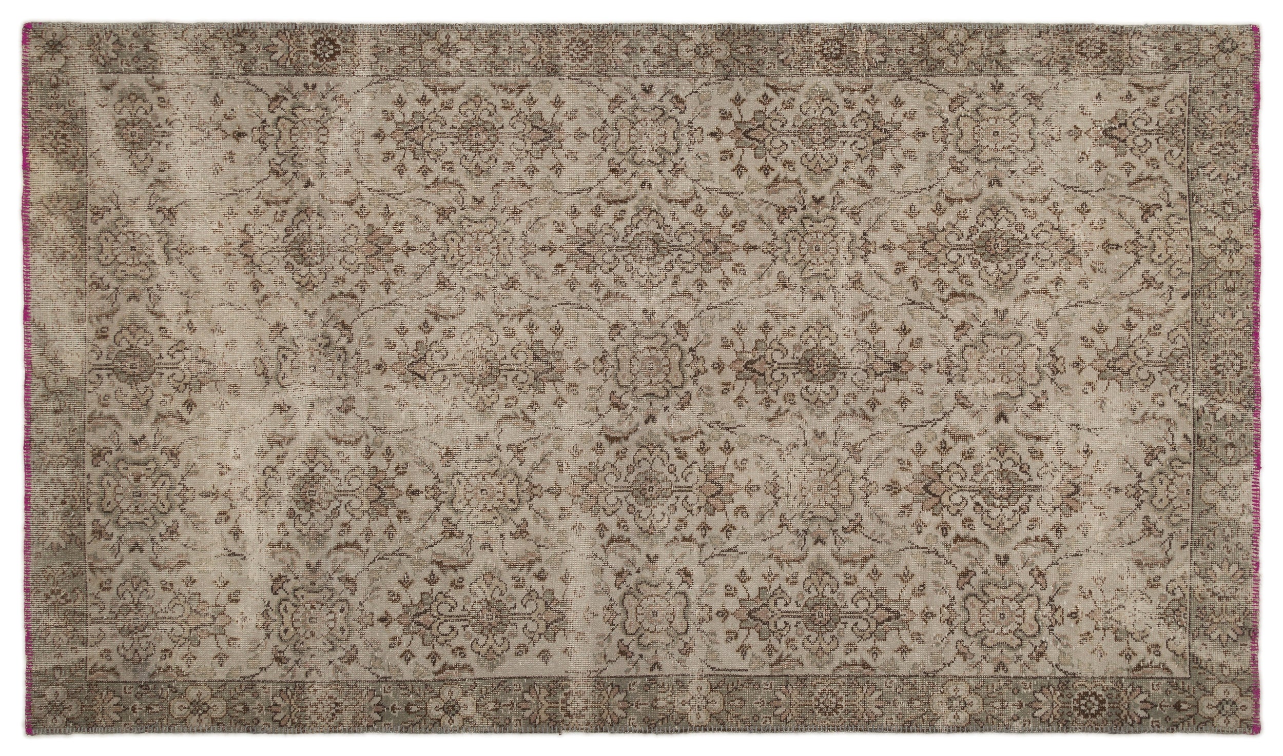 Gray Over Dyed Vintage Rug 5'7'' x 9'8'' ft 170 x 295 cm