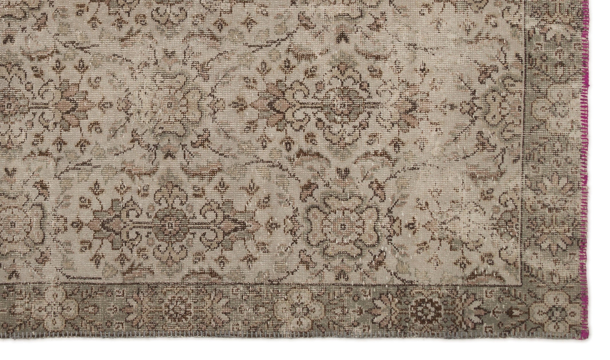Gray Over Dyed Vintage Rug 5'7'' x 9'8'' ft 170 x 295 cm
