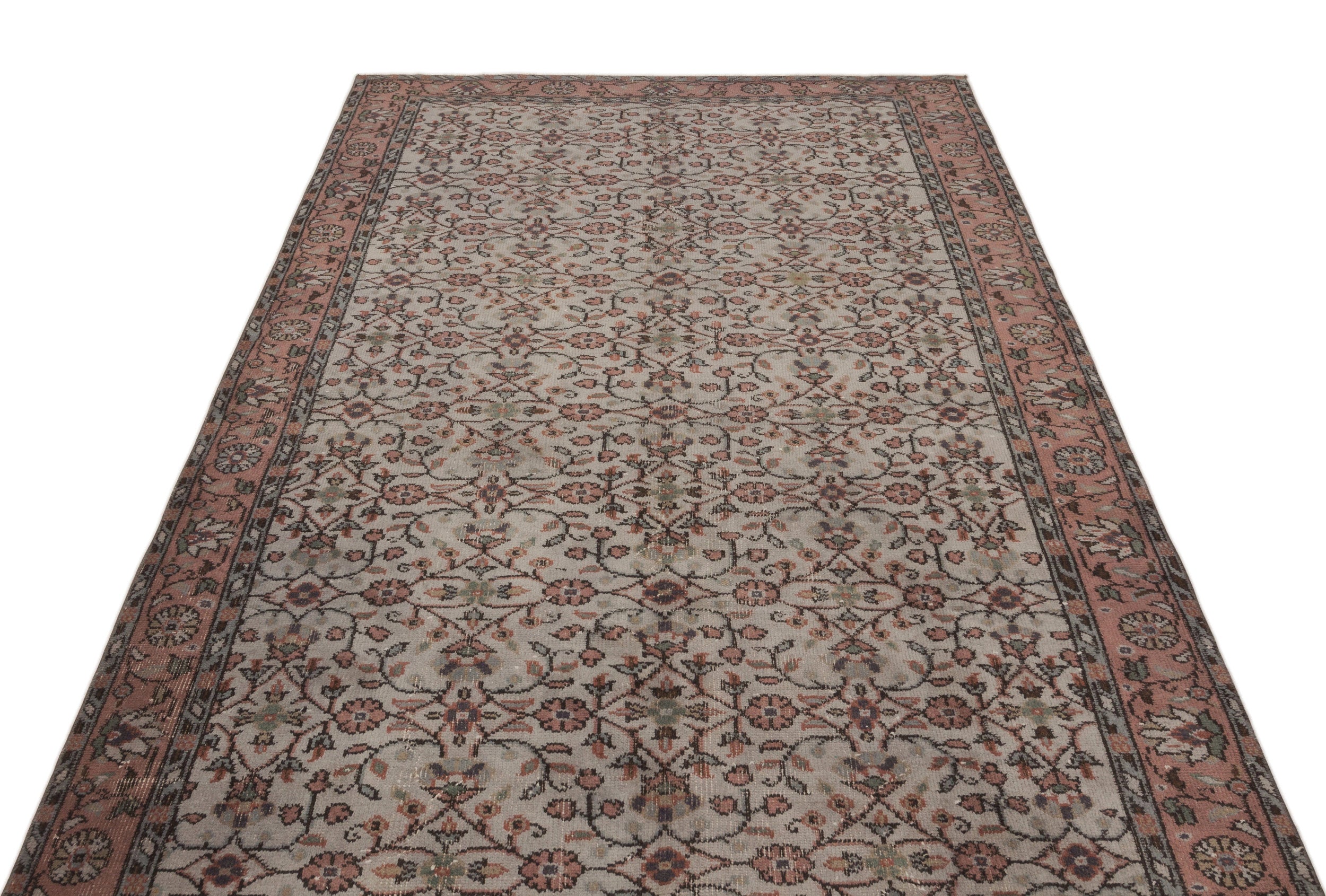 Gray Over Dyed Vintage Rug 5'2'' x 8'6'' ft 157 x 260 cm