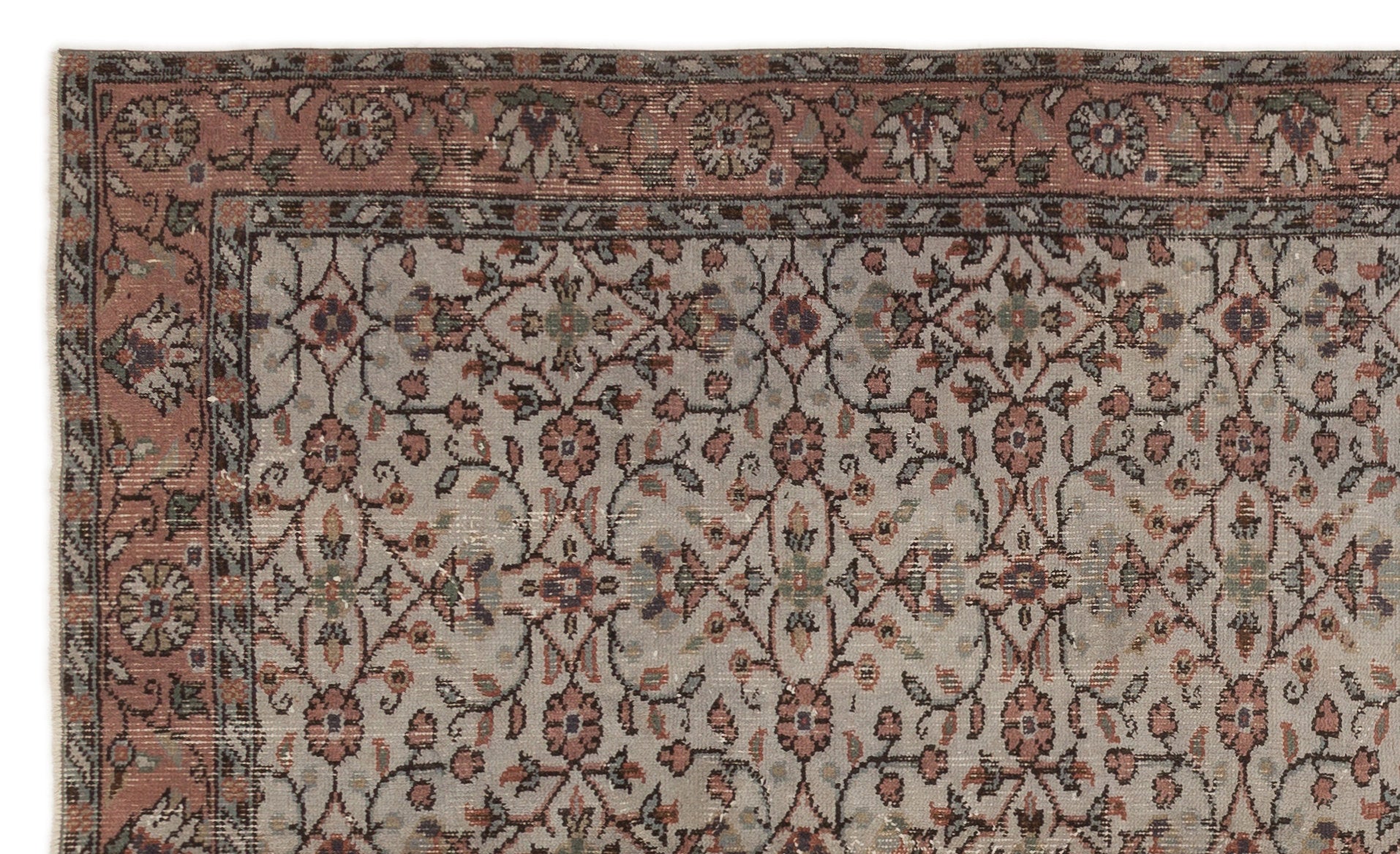 Gray Over Dyed Vintage Rug 5'2'' x 8'6'' ft 157 x 260 cm