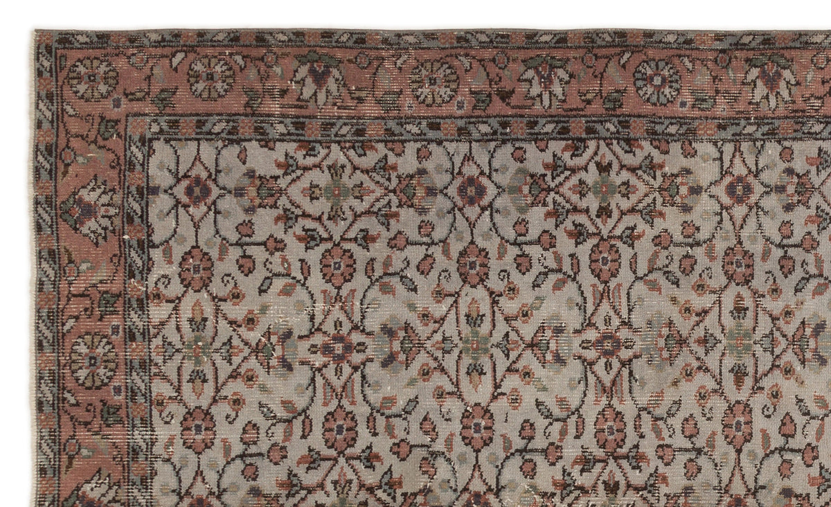 Gray Over Dyed Vintage Rug 5&#39;2&#39;&#39; x 8&#39;6&#39;&#39; ft 157 x 260 cm