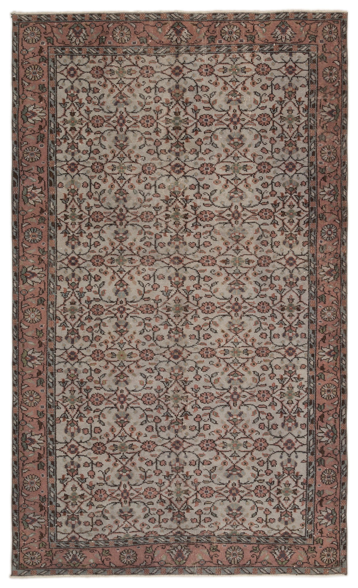 Gray Over Dyed Vintage Rug 5&#39;2&#39;&#39; x 8&#39;6&#39;&#39; ft 157 x 260 cm