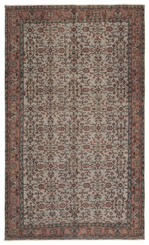 Gray Over Dyed Vintage Rug 5'2'' x 8'6'' ft 157 x 260 cm