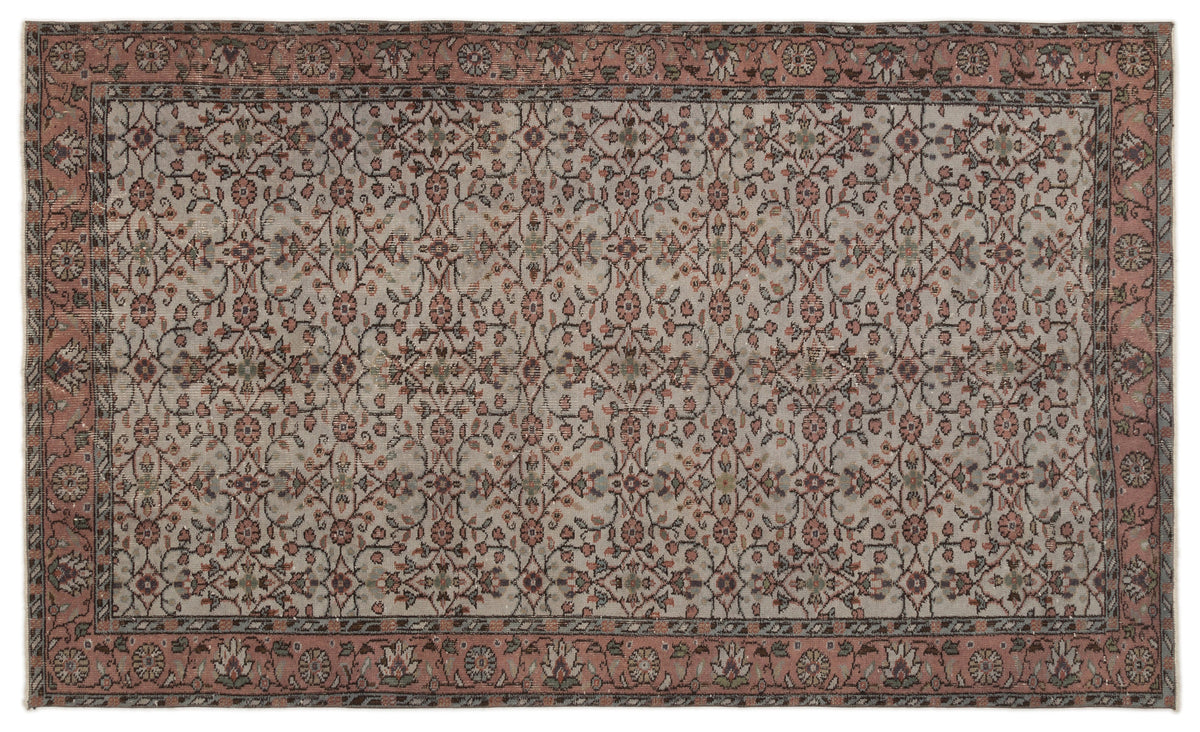 Gray Over Dyed Vintage Rug 5&#39;2&#39;&#39; x 8&#39;6&#39;&#39; ft 157 x 260 cm