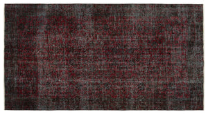 Red Over Dyed Vintage Rug 4'10'' x 9'1'' ft 148 x 277 cm