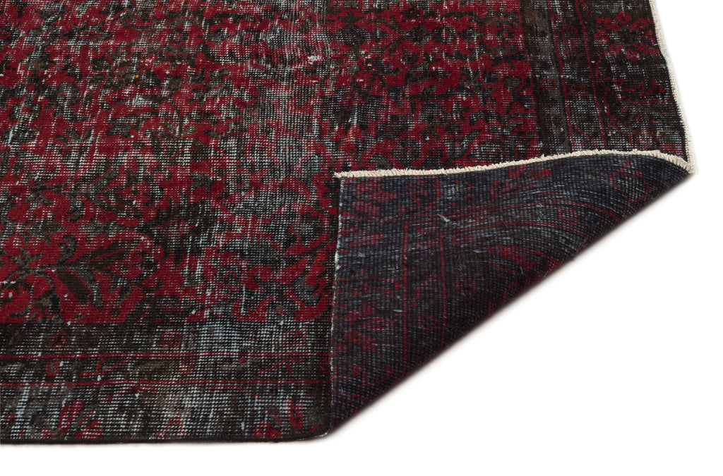 Red Over Dyed Vintage Rug 4'10'' x 9'1'' ft 148 x 277 cm