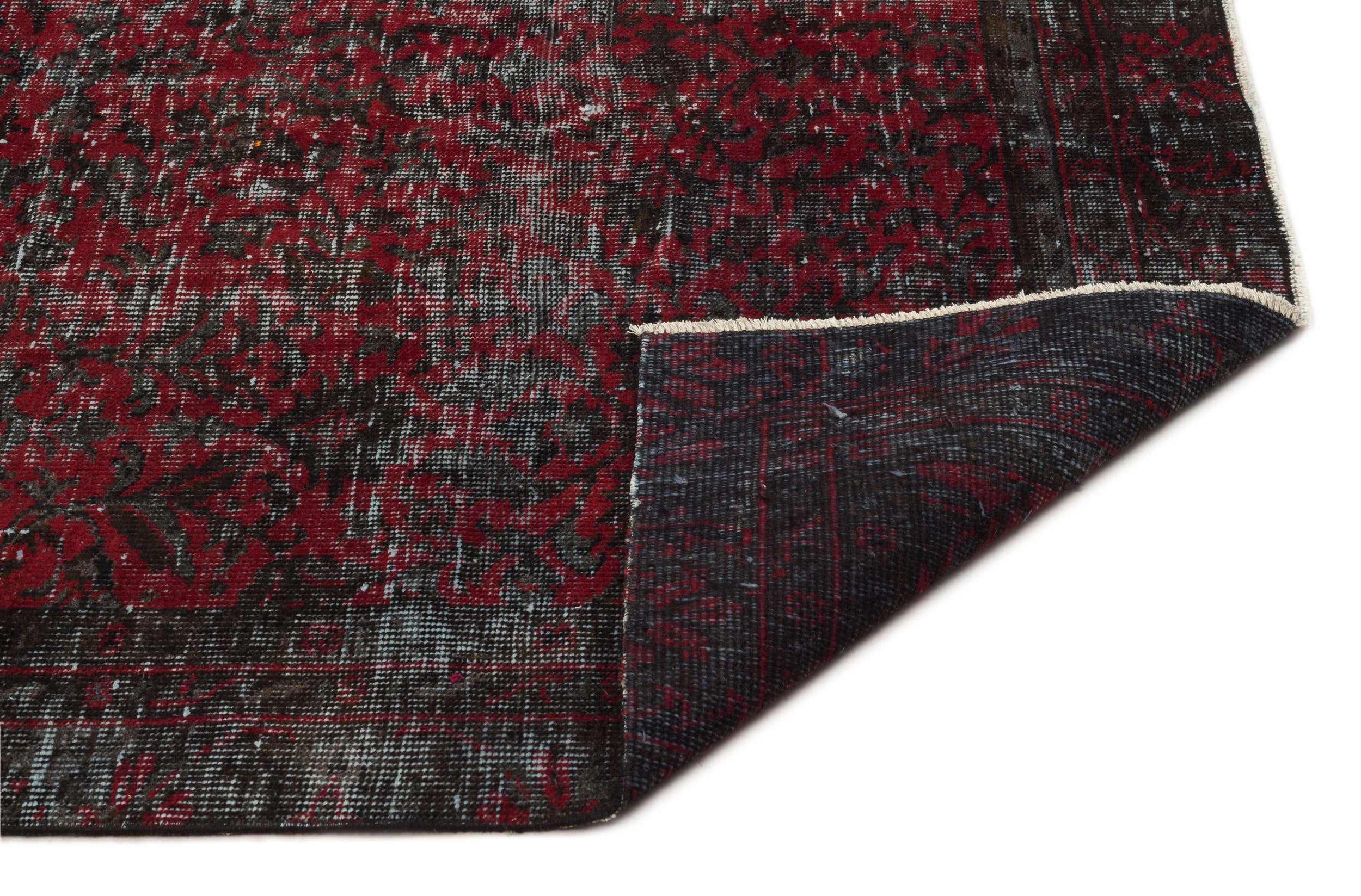Red Over Dyed Vintage Rug 4'10'' x 9'1'' ft 148 x 277 cm