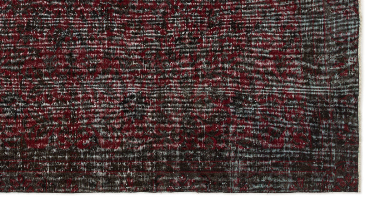 Red Over Dyed Vintage Rug 4&#39;10&#39;&#39; x 9&#39;1&#39;&#39; ft 148 x 277 cm