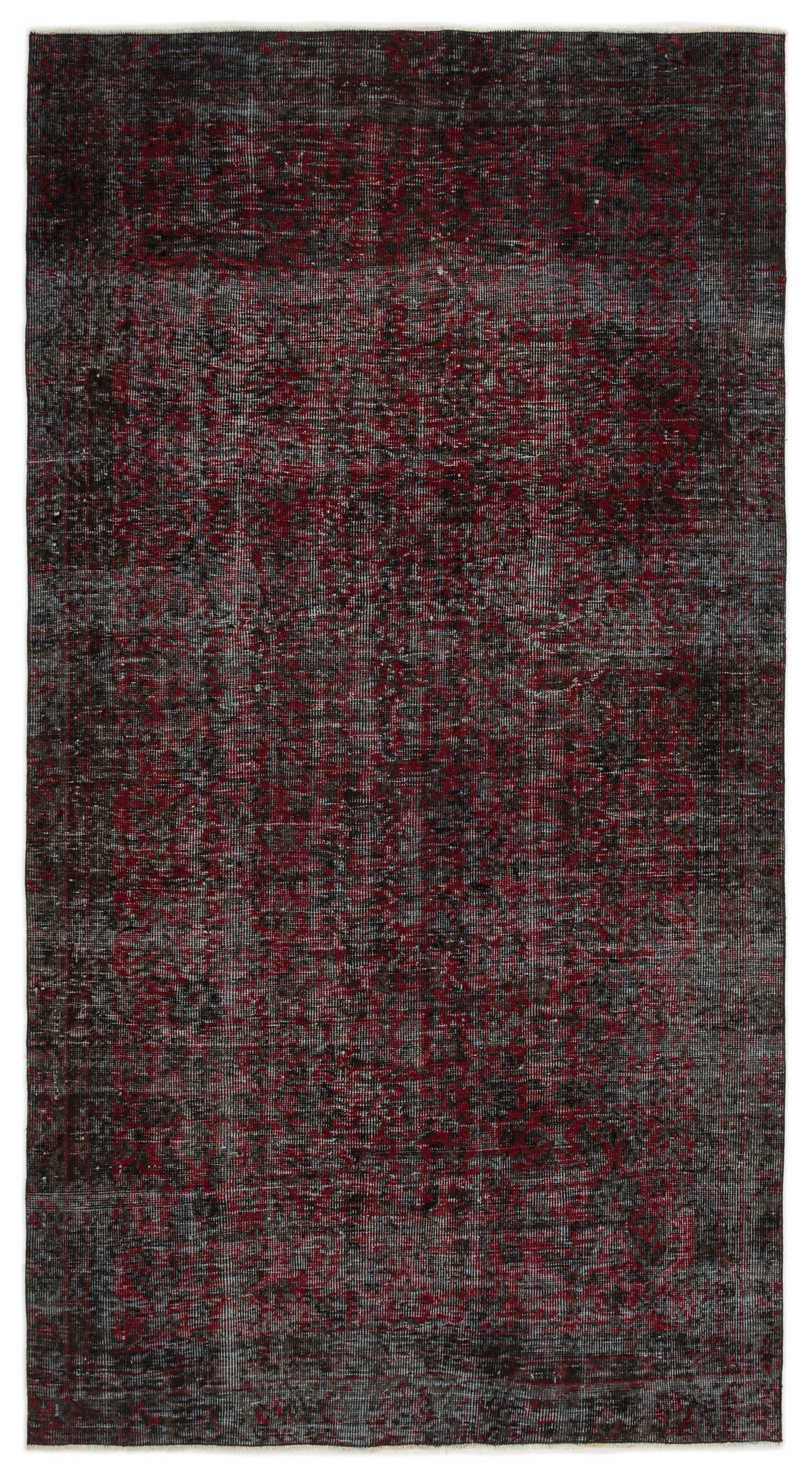 Red Over Dyed Vintage Rug 4&#39;10&#39;&#39; x 9&#39;1&#39;&#39; ft 148 x 277 cm