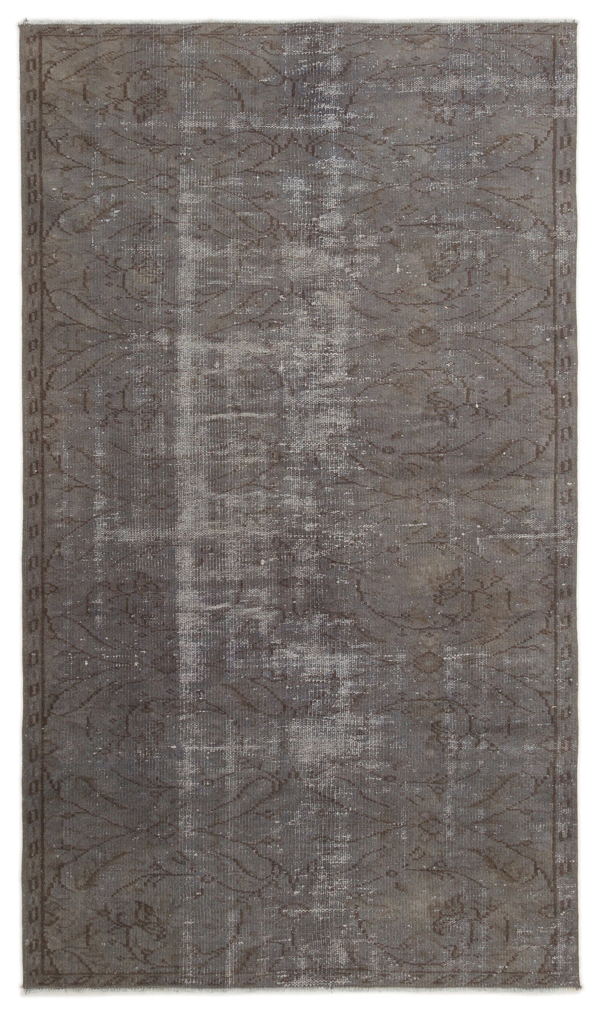 Gray Over Dyed Vintage Rug 4&#39;5&#39;&#39; x 7&#39;8&#39;&#39; ft 135 x 233 cm