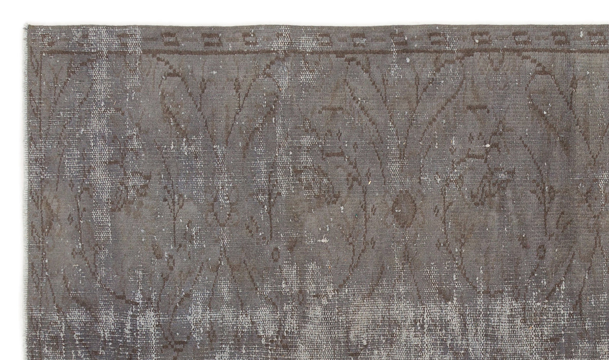 Gray Over Dyed Vintage Rug 4&#39;5&#39;&#39; x 7&#39;8&#39;&#39; ft 135 x 233 cm