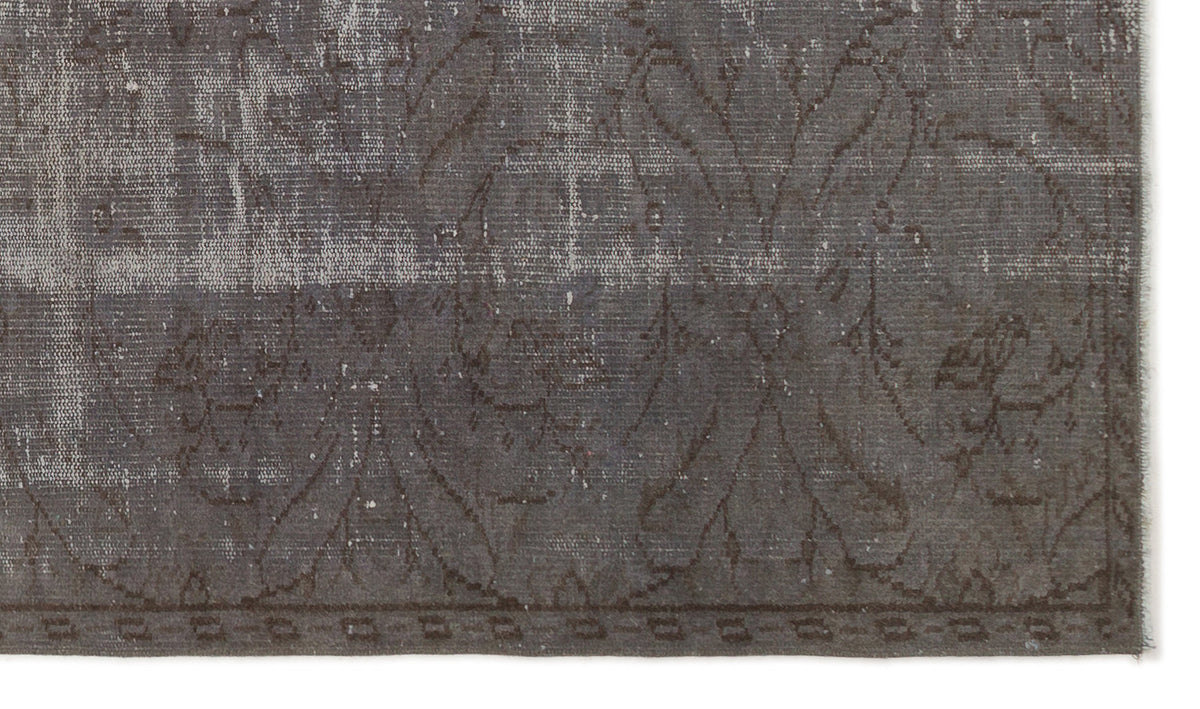 Gray Over Dyed Vintage Rug 4&#39;5&#39;&#39; x 7&#39;8&#39;&#39; ft 135 x 233 cm