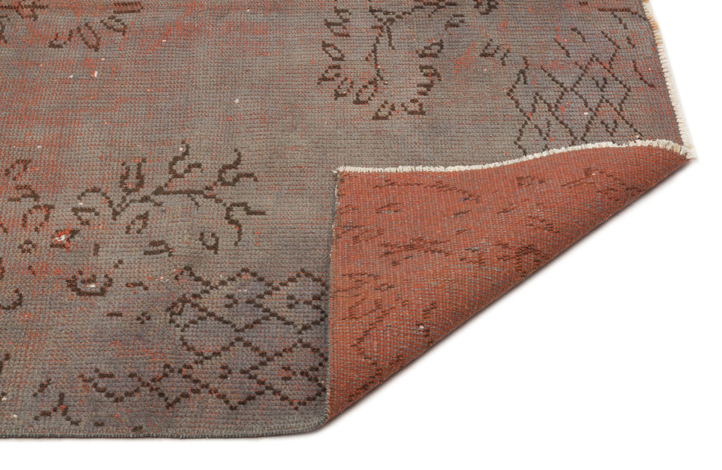Brown Over Dyed Vintage Rug 5'5'' x 8'2'' ft 164 x 250 cm