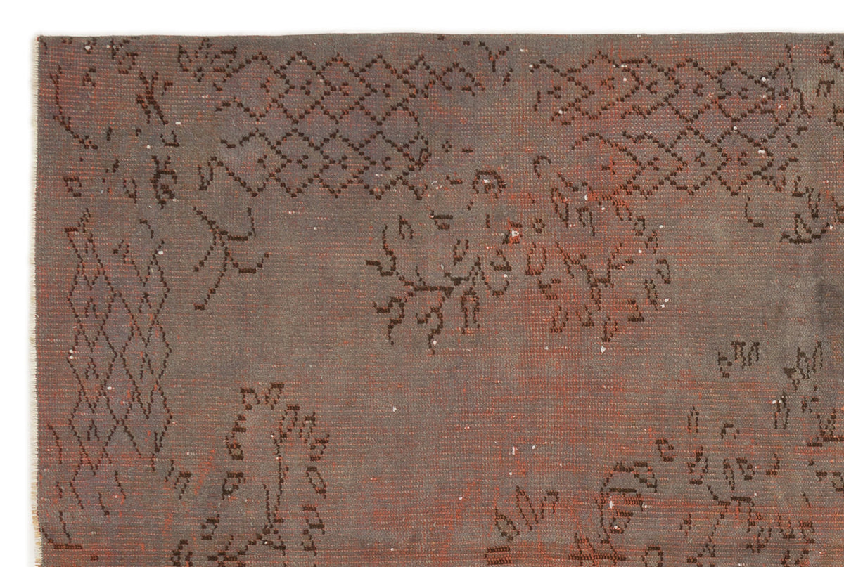 Brown Over Dyed Vintage Rug 5&#39;5&#39;&#39; x 8&#39;2&#39;&#39; ft 164 x 250 cm