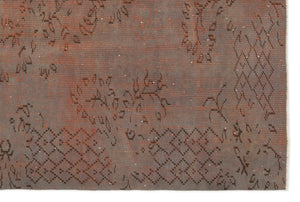 Brown Over Dyed Vintage Rug 5'5'' x 8'2'' ft 164 x 250 cm