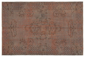 Brown Over Dyed Vintage Rug 5'5'' x 8'2'' ft 164 x 250 cm