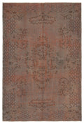 Brown Over Dyed Vintage Rug 5'5'' x 8'2'' ft 164 x 250 cm