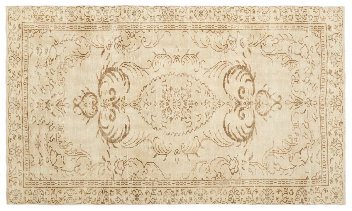 Beige Over Dyed Vintage Rug 5&#39;4&#39;&#39; x 9&#39;1&#39;&#39; ft 162 x 277 cm