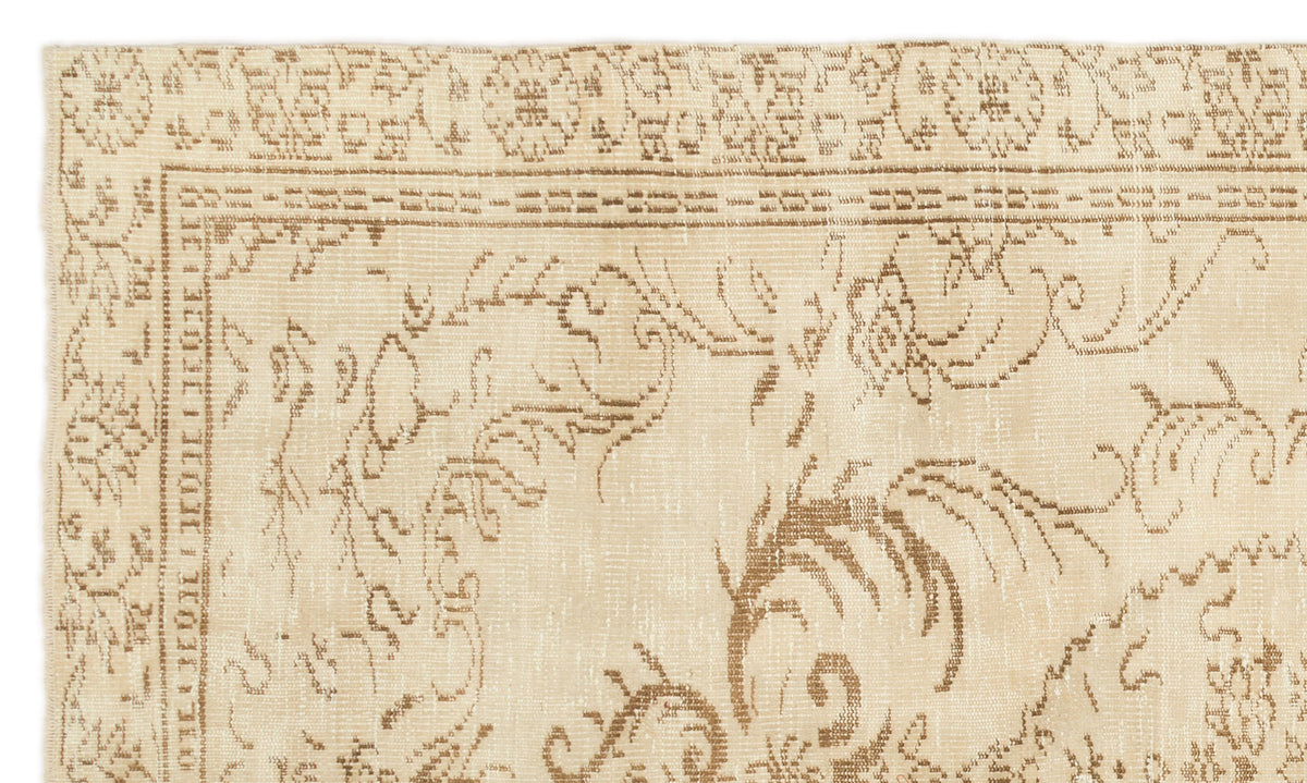 Beige Over Dyed Vintage Rug 5&#39;4&#39;&#39; x 9&#39;1&#39;&#39; ft 162 x 277 cm