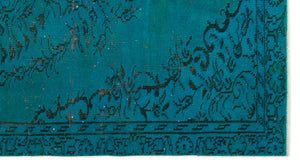 Turquoise  Over Dyed Vintage Rug 4'8'' x 8'6'' ft 143 x 258 cm