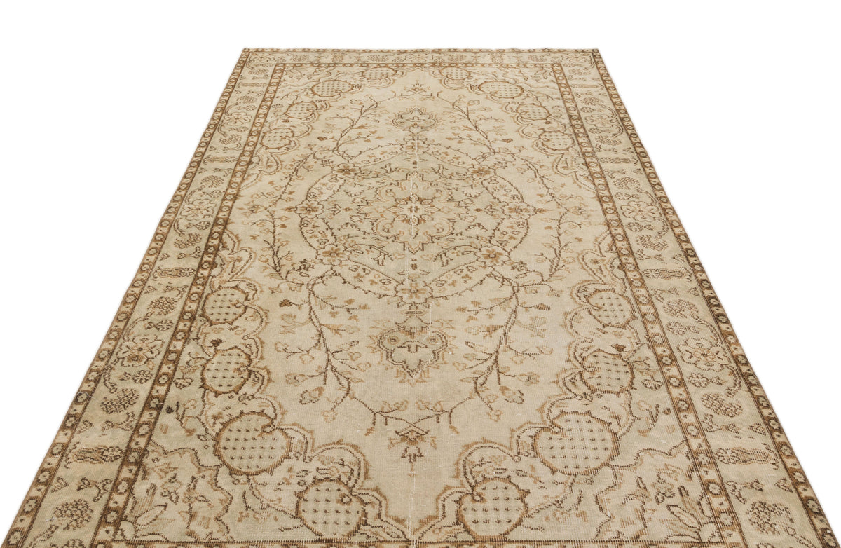Beige Over Dyed Vintage Rug 5&#39;8&#39;&#39; x 8&#39;10&#39;&#39; ft 172 x 268 cm