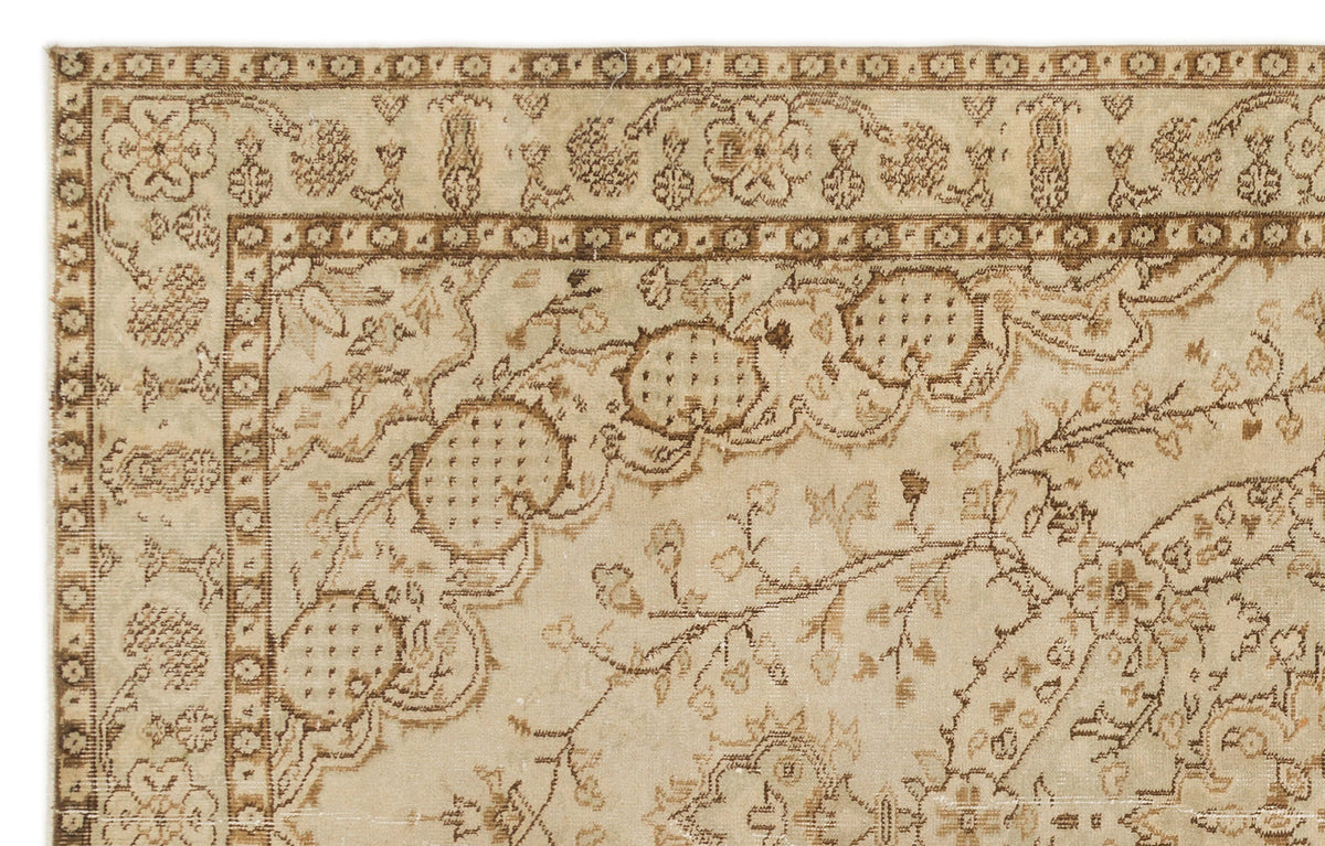 Beige Over Dyed Vintage Rug 5&#39;8&#39;&#39; x 8&#39;10&#39;&#39; ft 172 x 268 cm