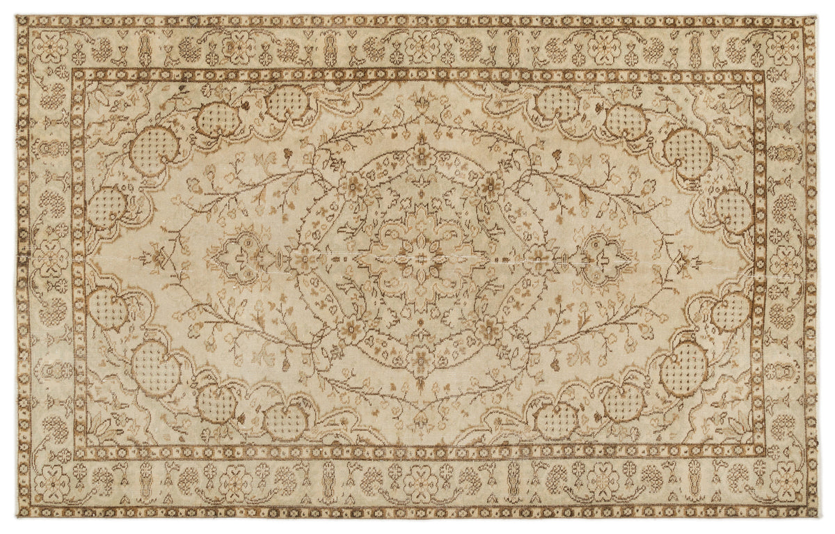 Beige Over Dyed Vintage Rug 5&#39;8&#39;&#39; x 8&#39;10&#39;&#39; ft 172 x 268 cm