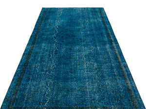 Turquoise  Over Dyed Vintage Rug 4'9'' x 8'2'' ft 144 x 250 cm
