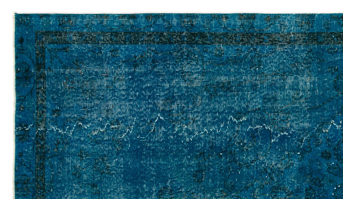 Turquoise  Over Dyed Vintage Rug 4&#39;9&#39;&#39; x 8&#39;2&#39;&#39; ft 144 x 250 cm