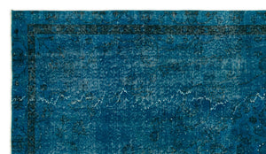 Turquoise  Over Dyed Vintage Rug 4'9'' x 8'2'' ft 144 x 250 cm