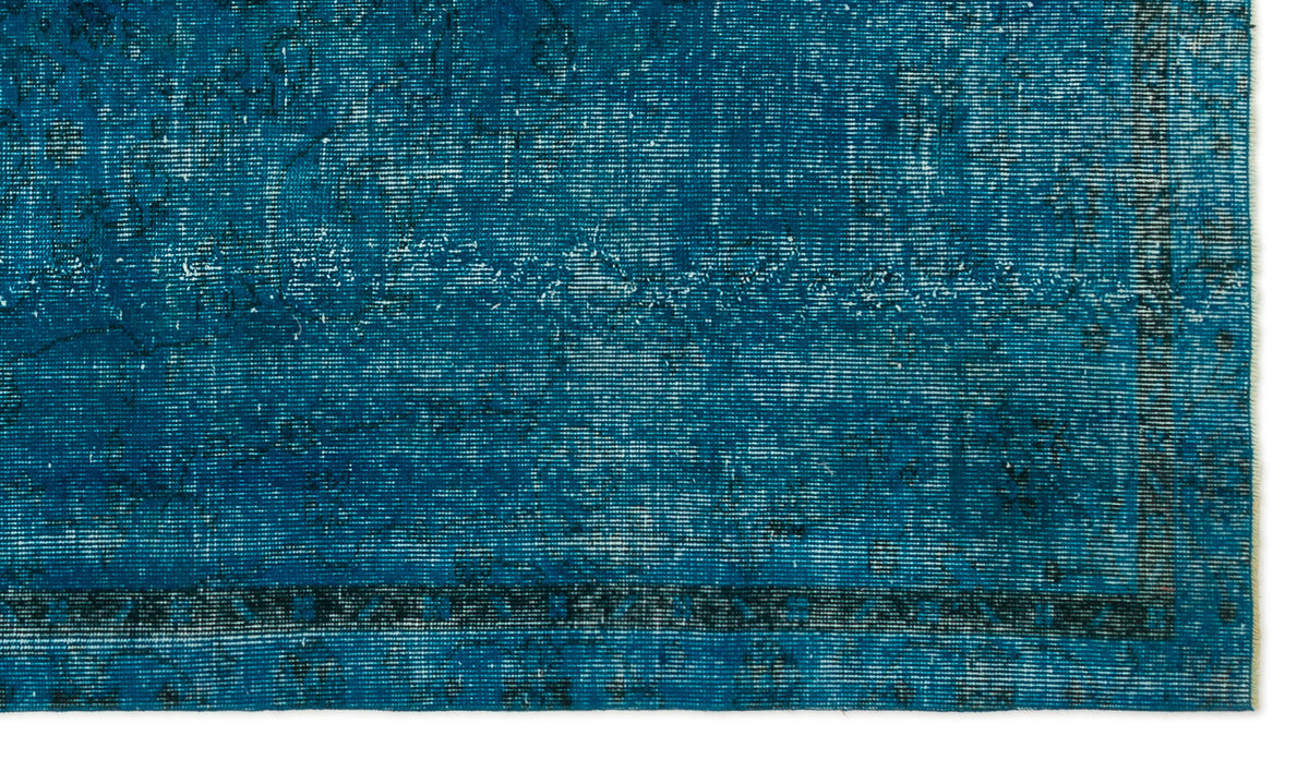 Turquoise  Over Dyed Vintage Rug 4&#39;9&#39;&#39; x 8&#39;2&#39;&#39; ft 144 x 250 cm