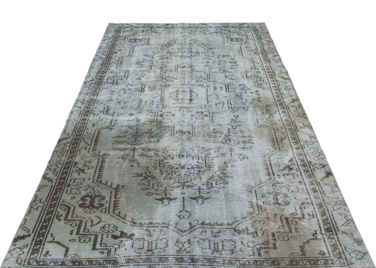 Blue Over Dyed Vintage Rug 5&#39;3&#39;&#39; x 8&#39;10&#39;&#39; ft 159 x 270 cm
