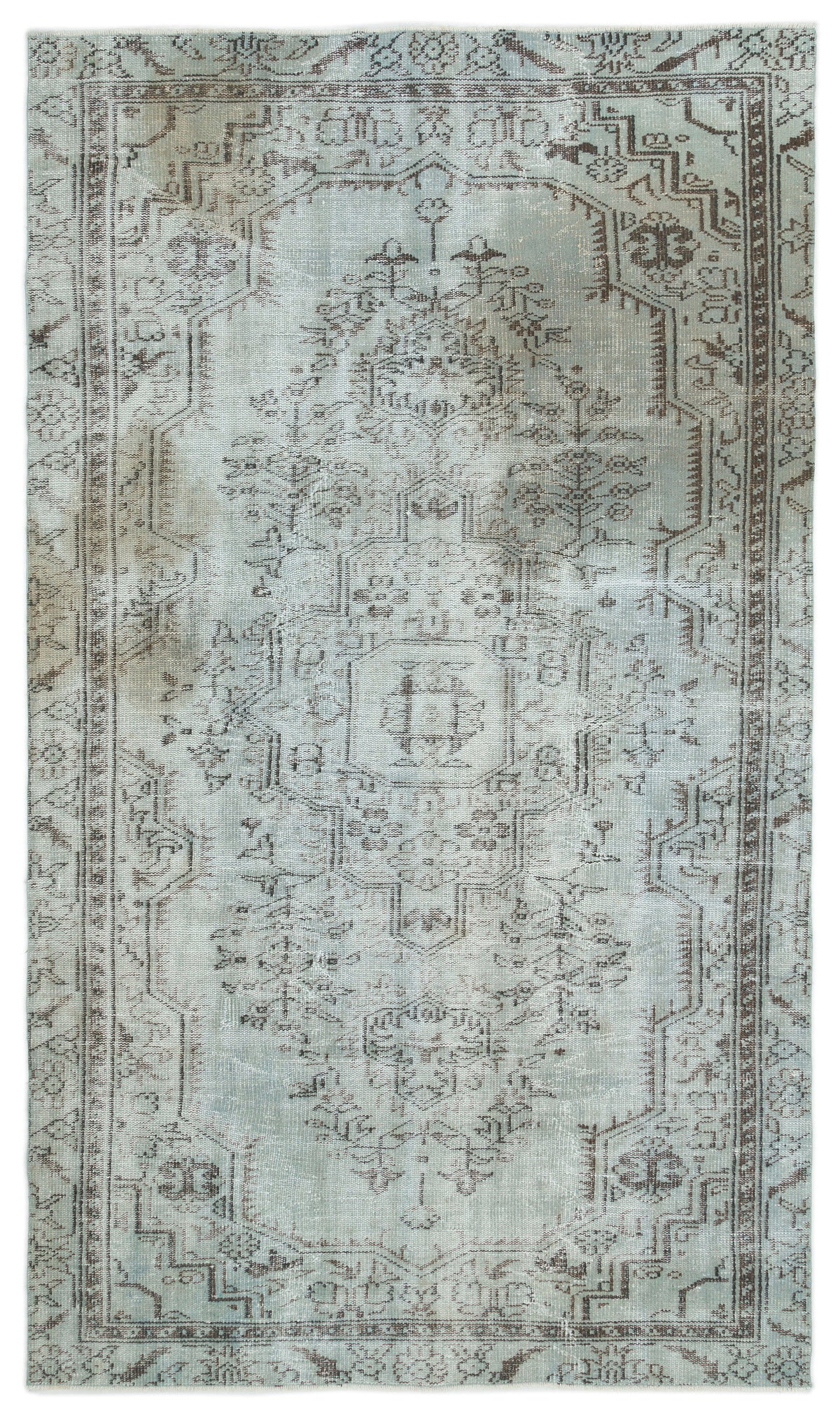 Blue Over Dyed Vintage Rug 5&#39;3&#39;&#39; x 8&#39;10&#39;&#39; ft 159 x 270 cm