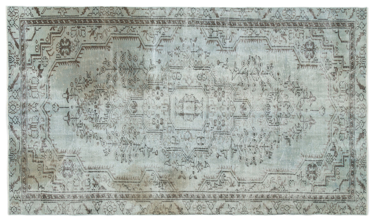Blue Over Dyed Vintage Rug 5&#39;3&#39;&#39; x 8&#39;10&#39;&#39; ft 159 x 270 cm