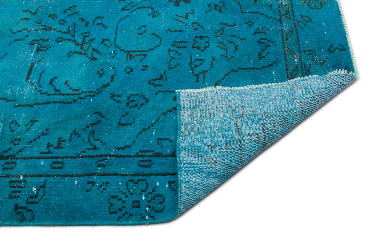 Traditional Design Turquoise Over Dyed Vintage Rug 5'5'' x 9'6'' ft 16 ...
