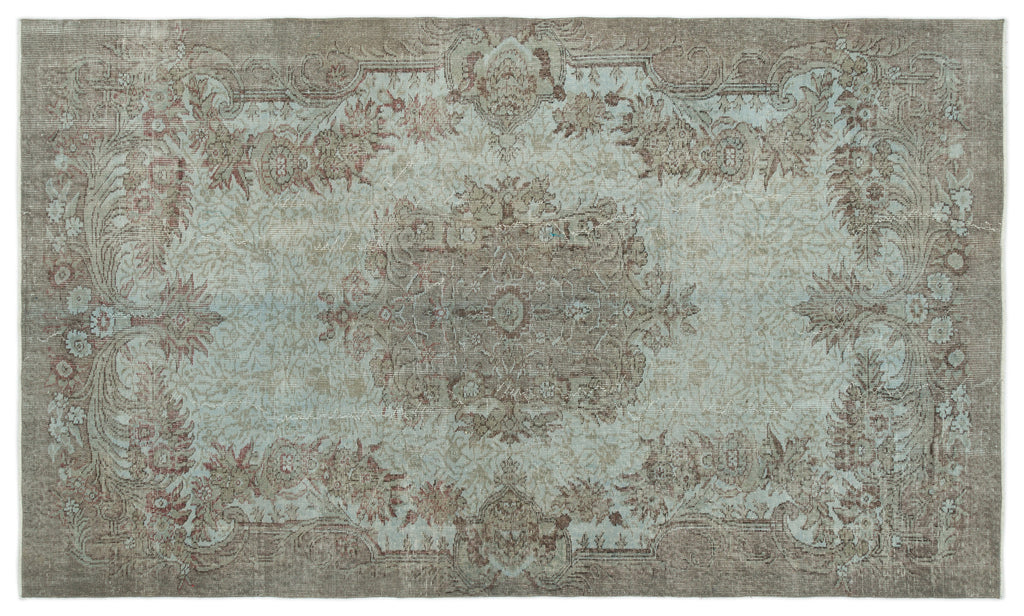 Blue Over Dyed Vintage Rug 5'7'' x 9'1'' ft 170 x 277 cm