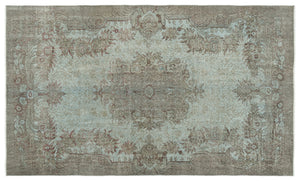 Blue Over Dyed Vintage Rug 5'7'' x 9'1'' ft 170 x 277 cm