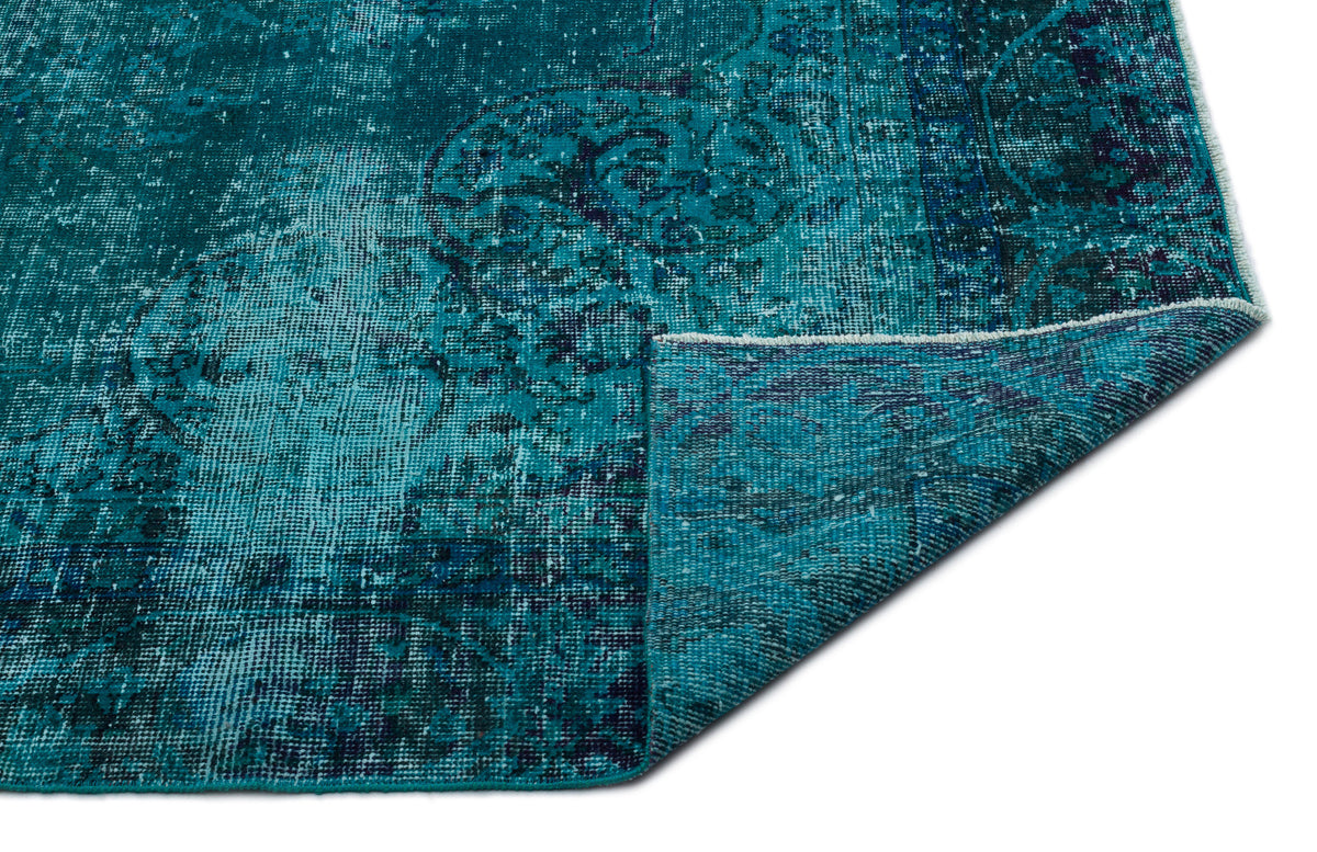 Turquoise  Over Dyed Vintage Rug 6&#39;2&#39;&#39; x 9&#39;6&#39;&#39; ft 188 x 290 cm