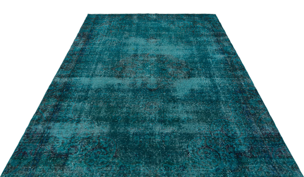Turquoise  Over Dyed Vintage Rug 6'2'' x 9'6'' ft 188 x 290 cm