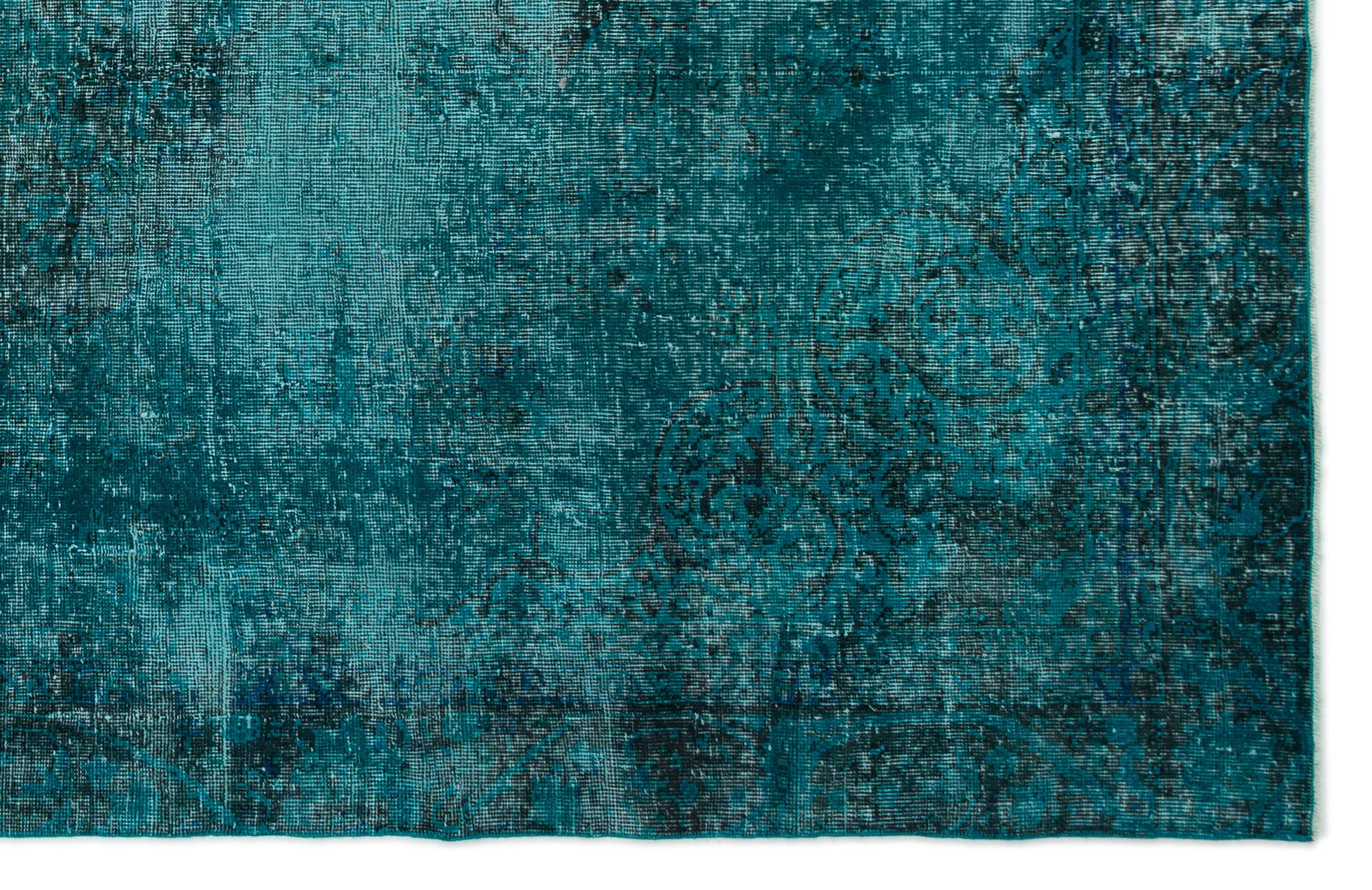 Turquoise  Over Dyed Vintage Rug 6'2'' x 9'6'' ft 188 x 290 cm