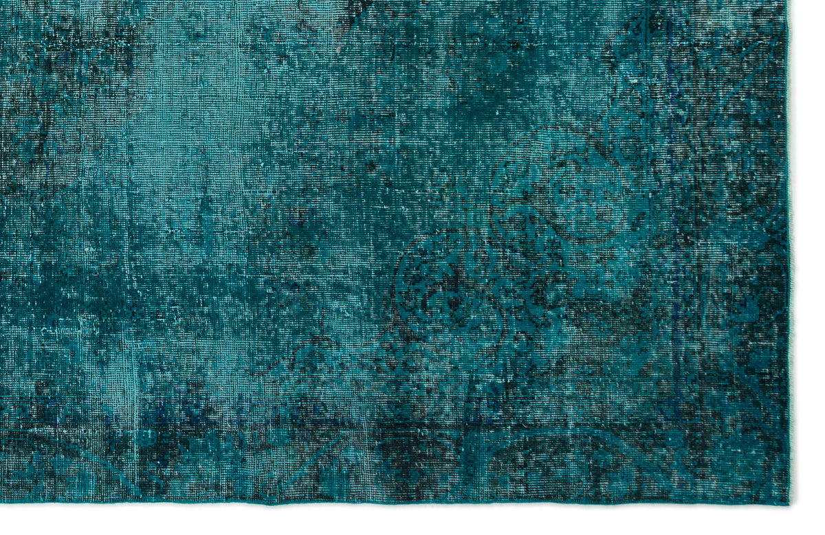 Turquoise  Over Dyed Vintage Rug 6&#39;2&#39;&#39; x 9&#39;6&#39;&#39; ft 188 x 290 cm