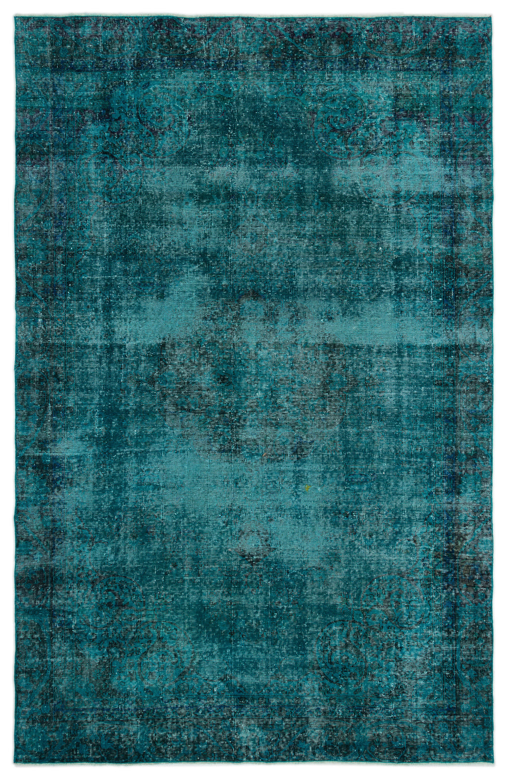 Turquoise  Over Dyed Vintage Rug 6'2'' x 9'6'' ft 188 x 290 cm