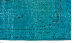 Turquoise  Over Dyed Vintage Rug 5'5'' x 9'6'' ft 166 x 289 cm