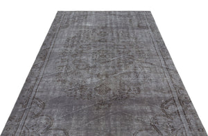 Gray Over Dyed Vintage Rug 5'5'' x 9'8'' ft 164 x 295 cm