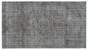 Gray Over Dyed Vintage Rug 5'5'' x 9'8'' ft 164 x 295 cm