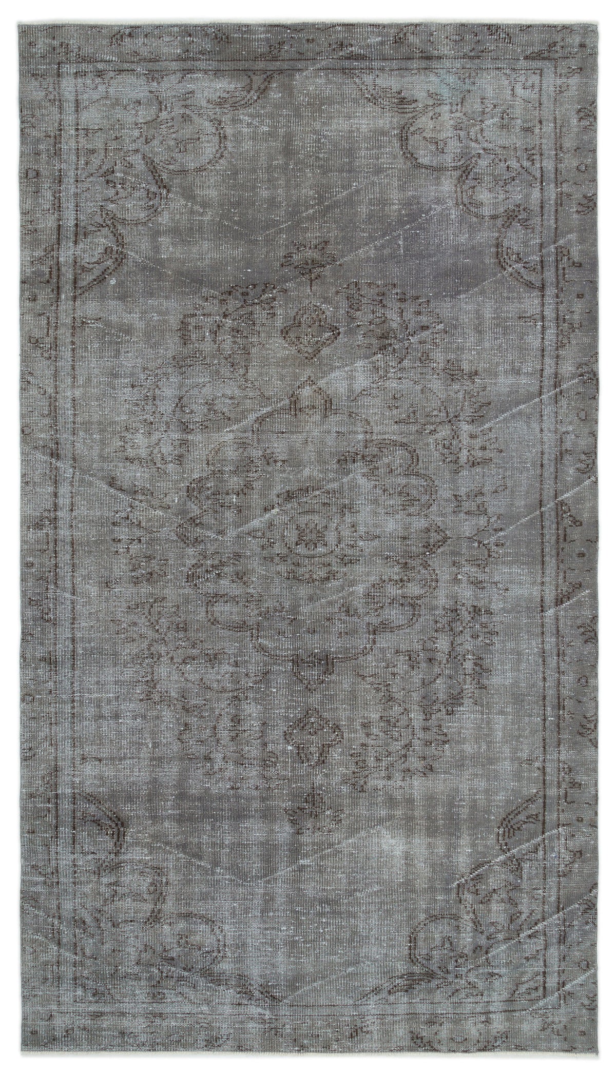 Gray Over Dyed Vintage Rug 5&#39;5&#39;&#39; x 9&#39;8&#39;&#39; ft 164 x 295 cm